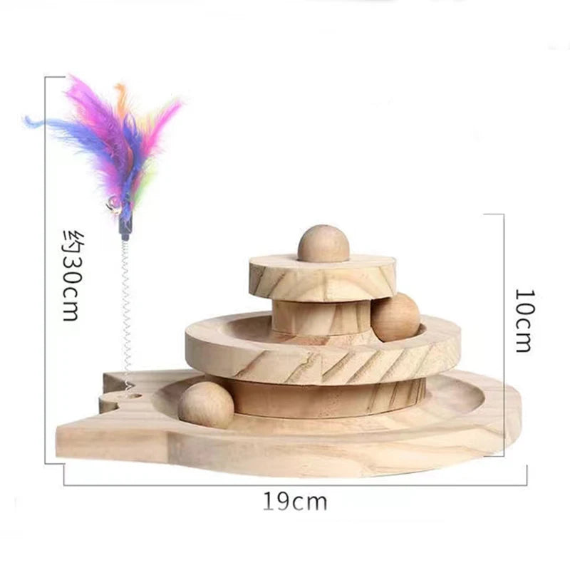 Wooden 2/3 Levels Pet cat Toy