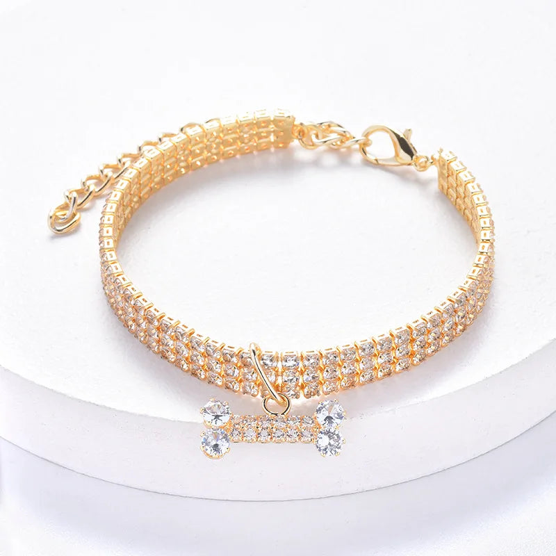 Rhinestone Bone Pendant Crystal Collar