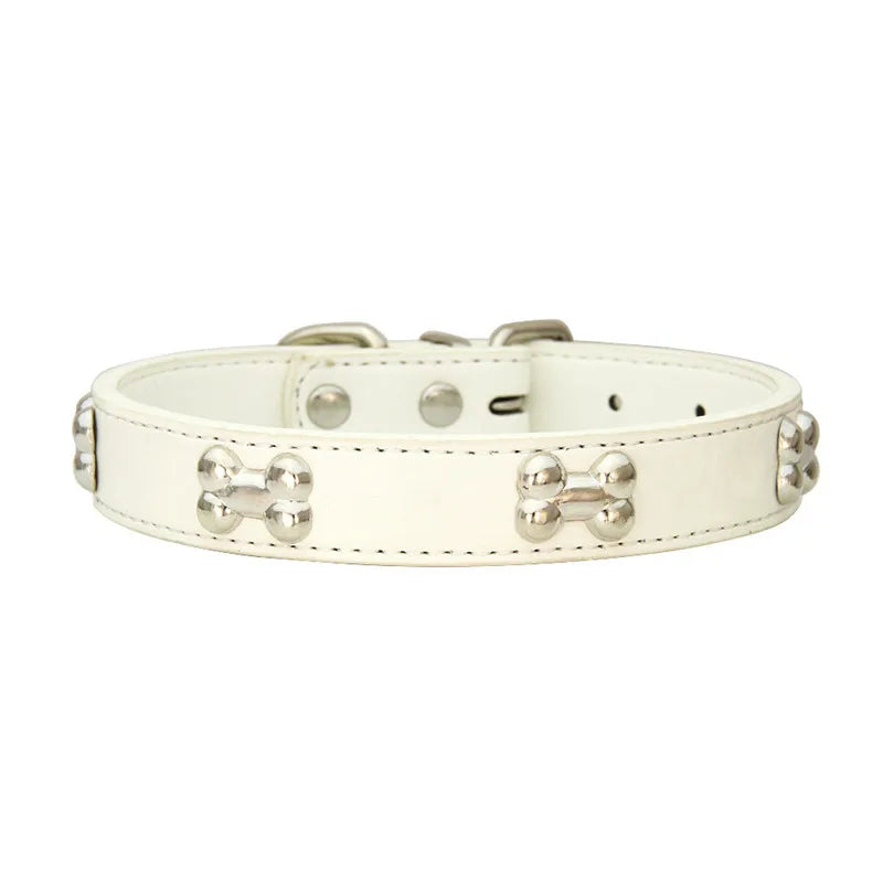Durable Bone Leather Dog Collar