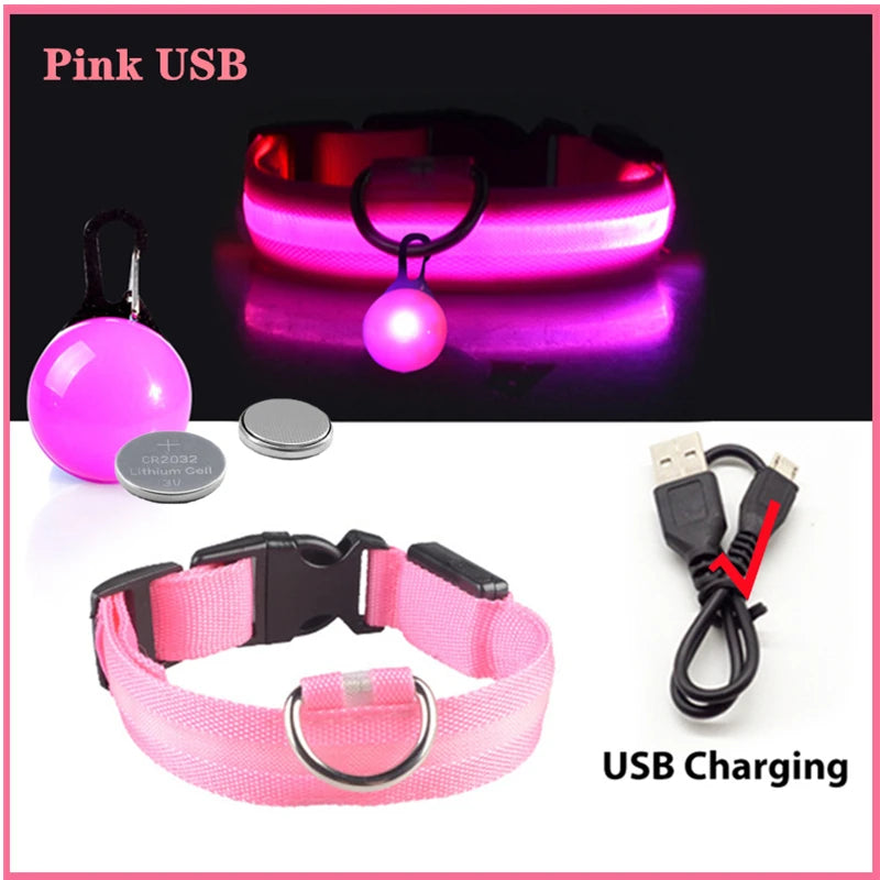 Night Safety Collar With Pendant