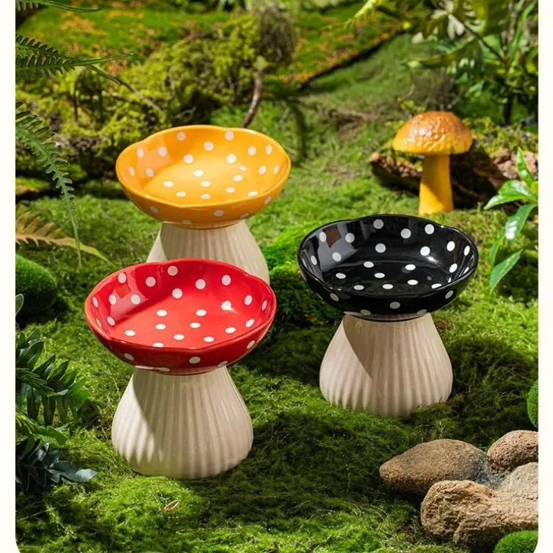 Statues Crafts Pet Feeding Mushroom Bowl