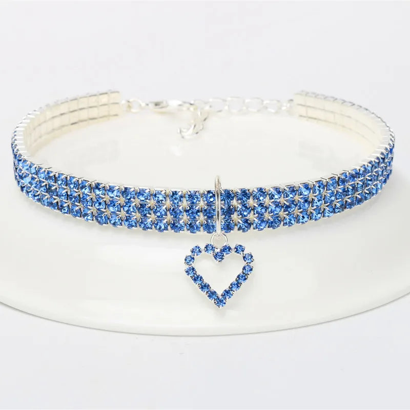 Three Row Rhinestone Pet Collar