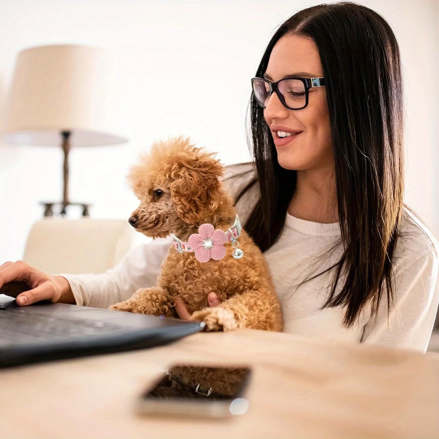 Adjustable Dog Collar with Flower