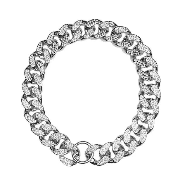 Diamond-Studded Dog Cuban Chain