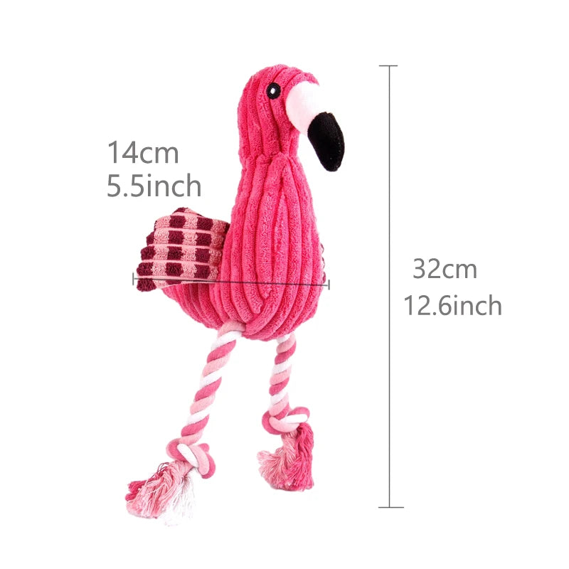 Cute Flamingo Squeaky Chew Ropes Toy