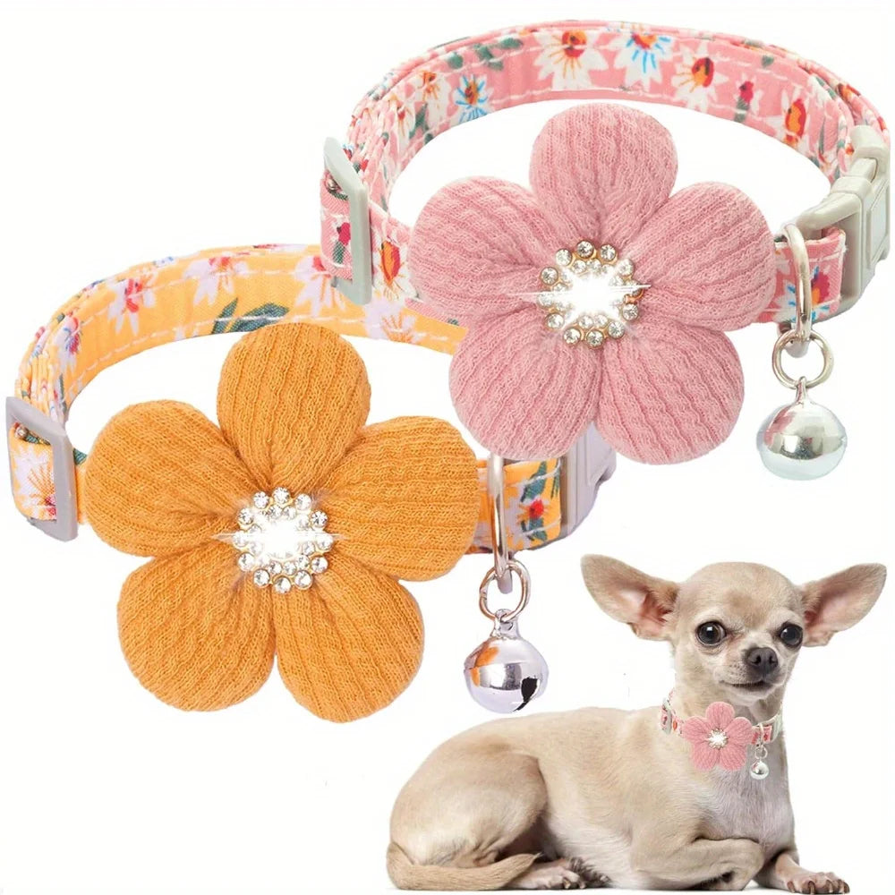 Adjustable Dog Collar with Flower