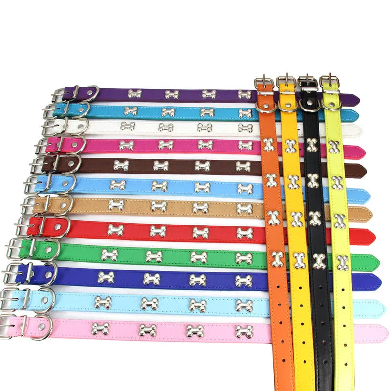 Durable Bone Leather  Dog Collar