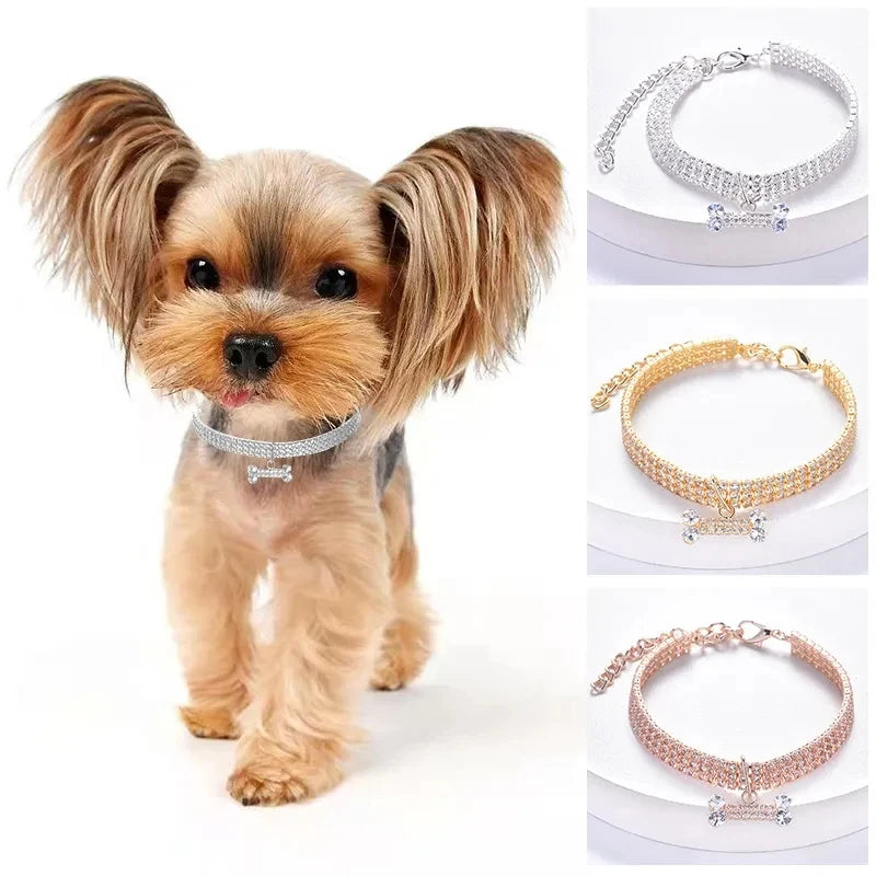 Rhinestone Bone Pendant Crystal Collar