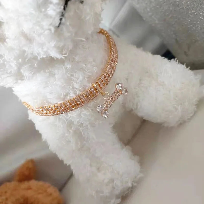 Rhinestone Bone Pendant Crystal Collar