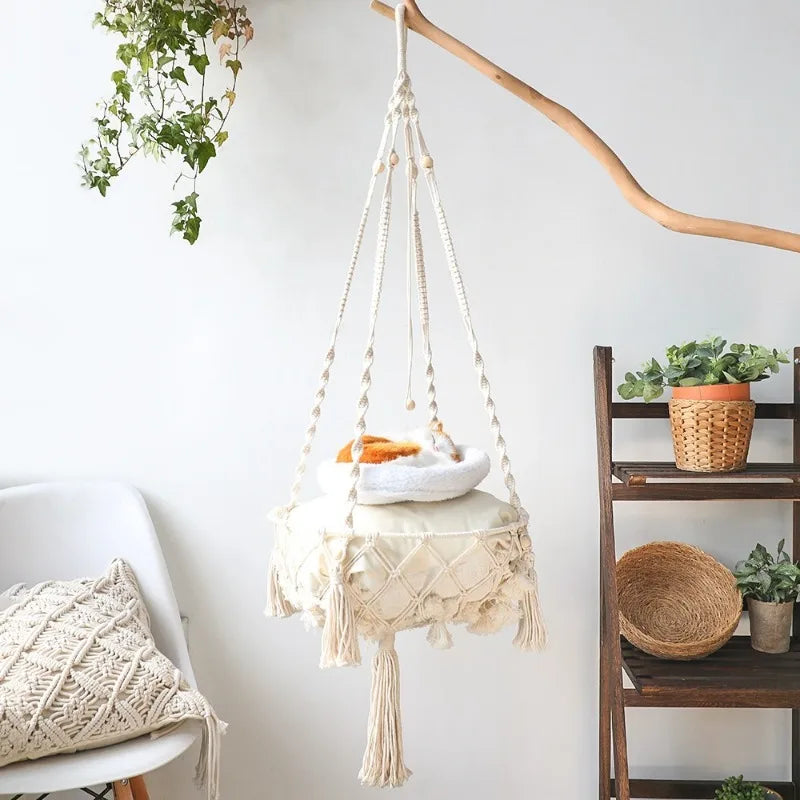 Hand Woven Cats Hanging Basket