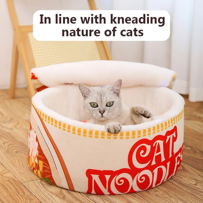 Winter Cartoon Ramen Cat Nest