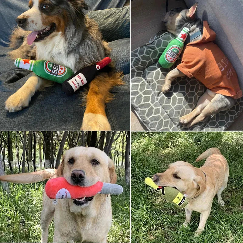 Bottle Shaped Funny Plush Dog Toy