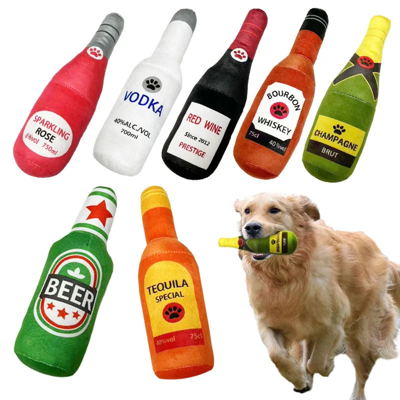 Bottle Shaped Funny Plush Dog Toy