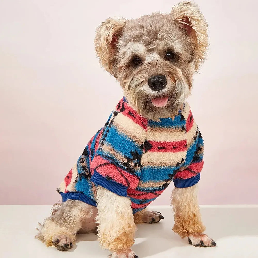 Cute Striped Plush Sweatshirt