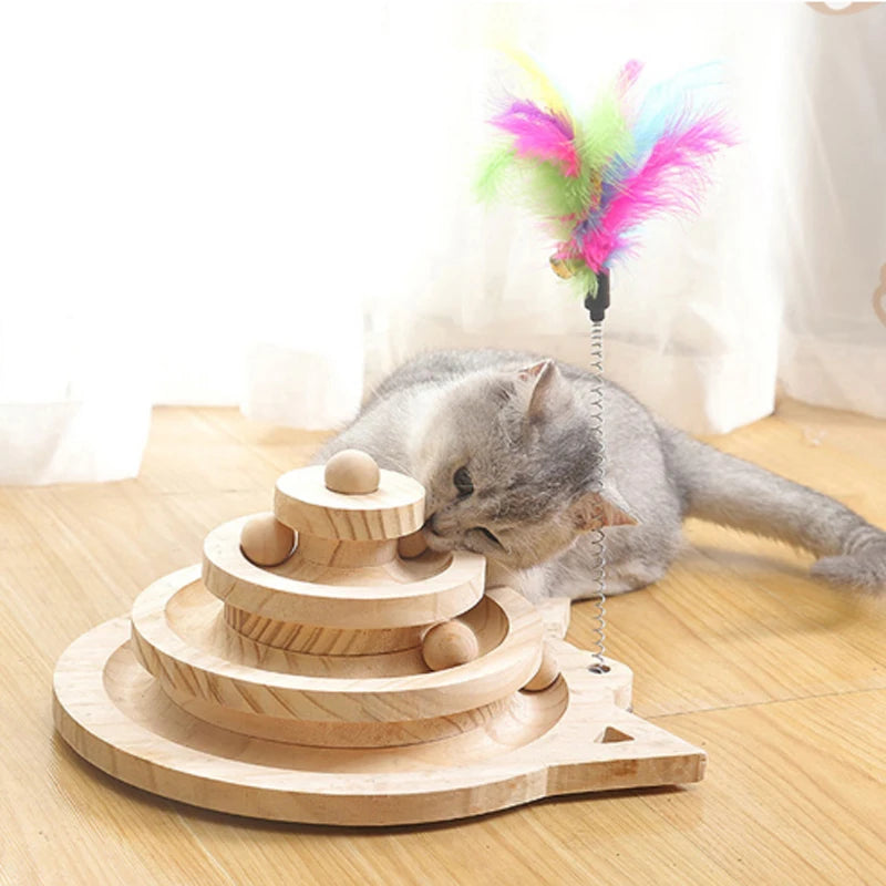 Wooden 2/3 Levels Pet cat Toy