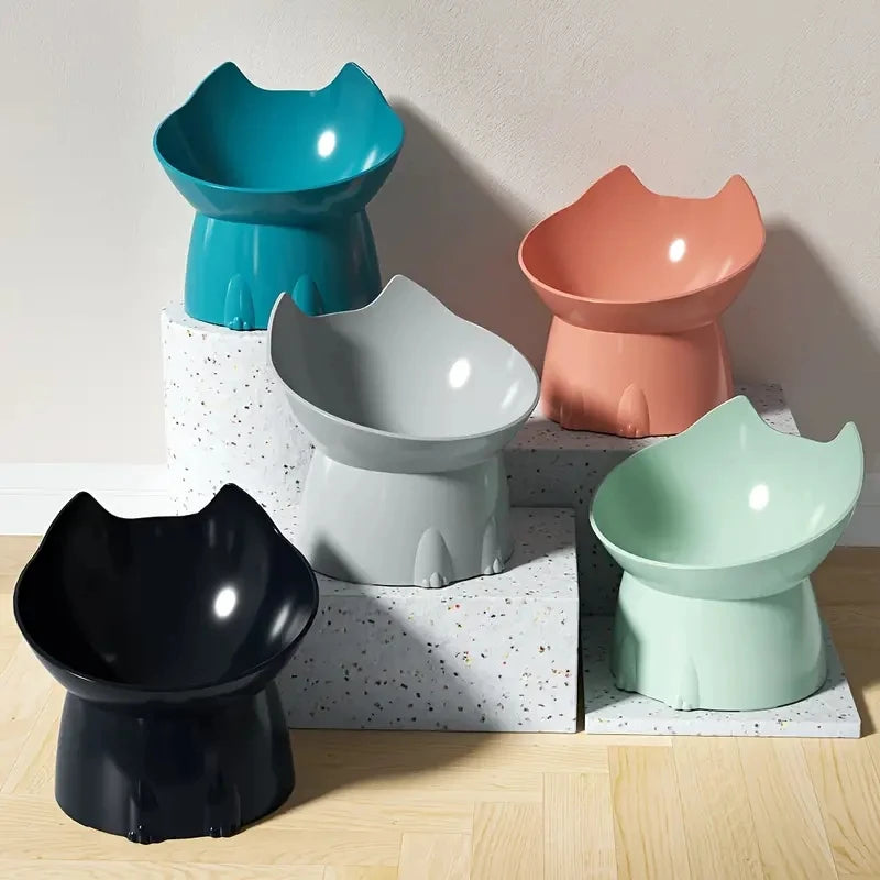 Anti-Tip Plastic Raised Cat Bowl